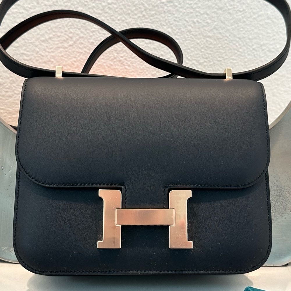 BRAND NEW Mini Constance with RGHW! Hermes Constance 18 noir indigo black B